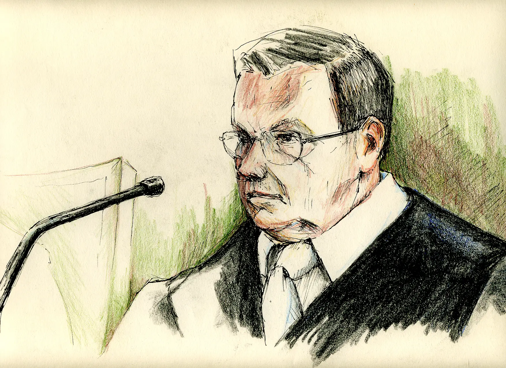 Gerichtszeichnung Frankenthal Vorsitzender Richter - Gerichtszeichner Martin Burkhardt