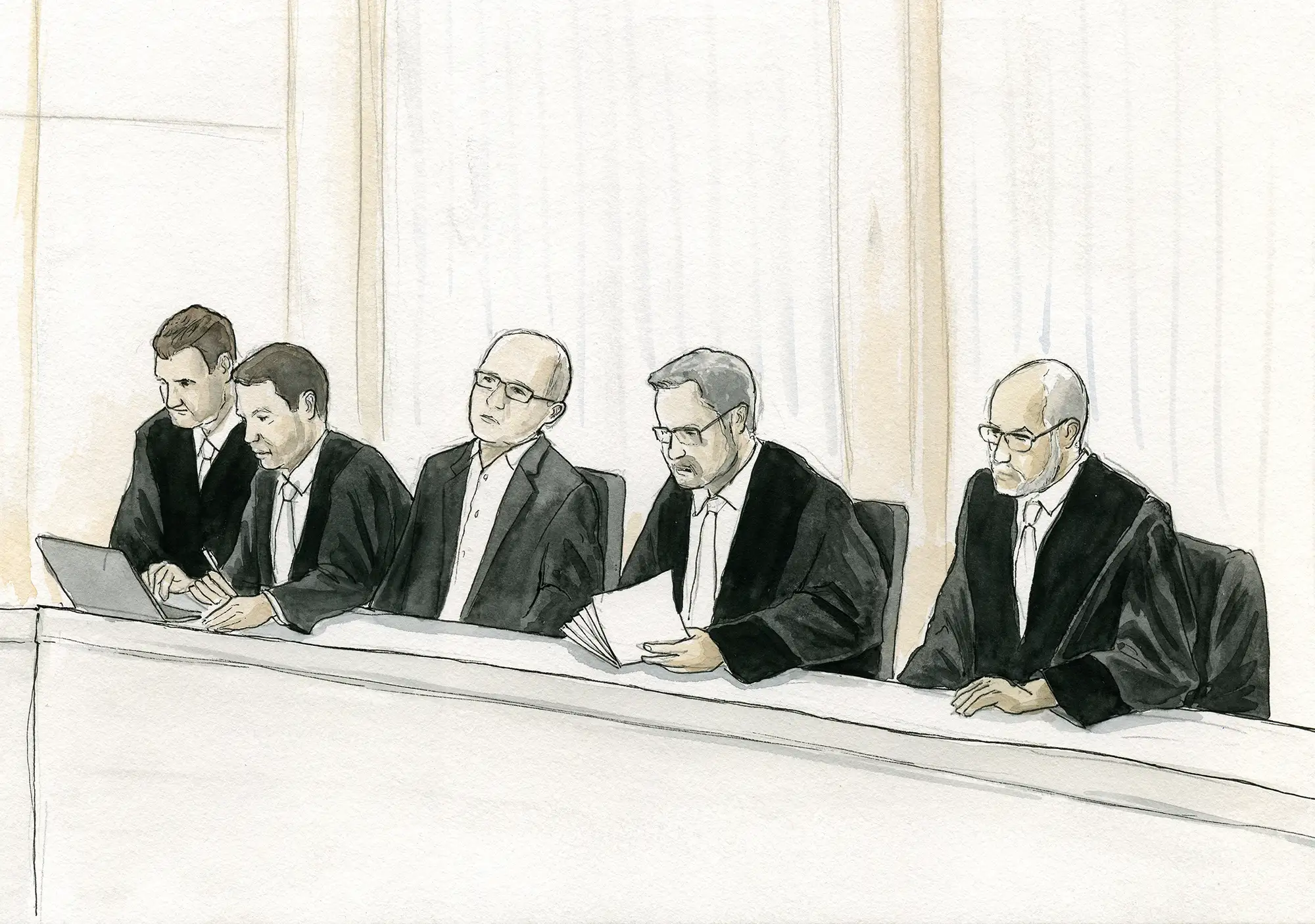 Gerichtszeichnung in Essen - Apotheker-Prozess - Gerichtszeichner Martin Burkhardt