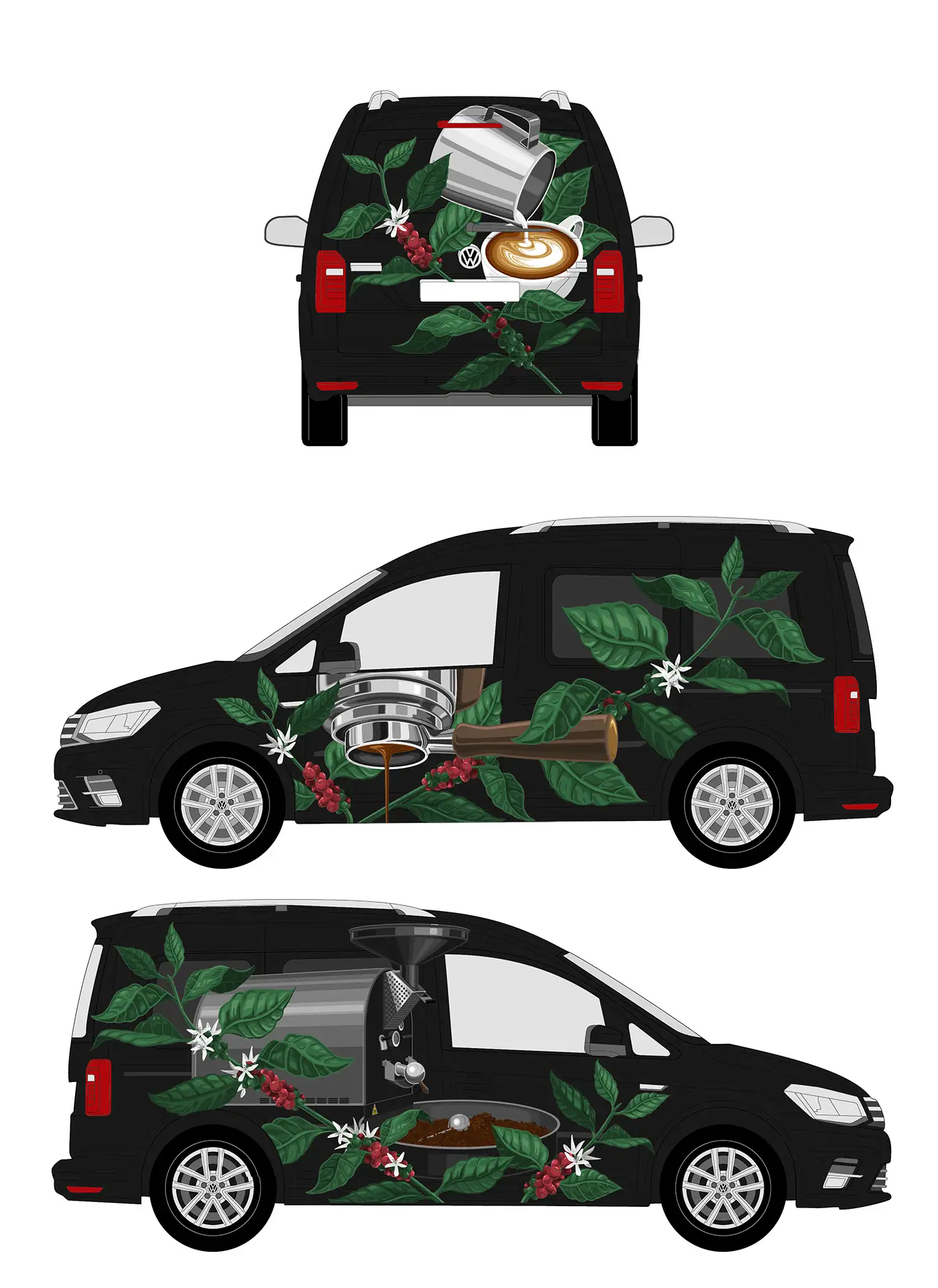 Kaffeestopp | illustrierte Fahrzeugfolierung