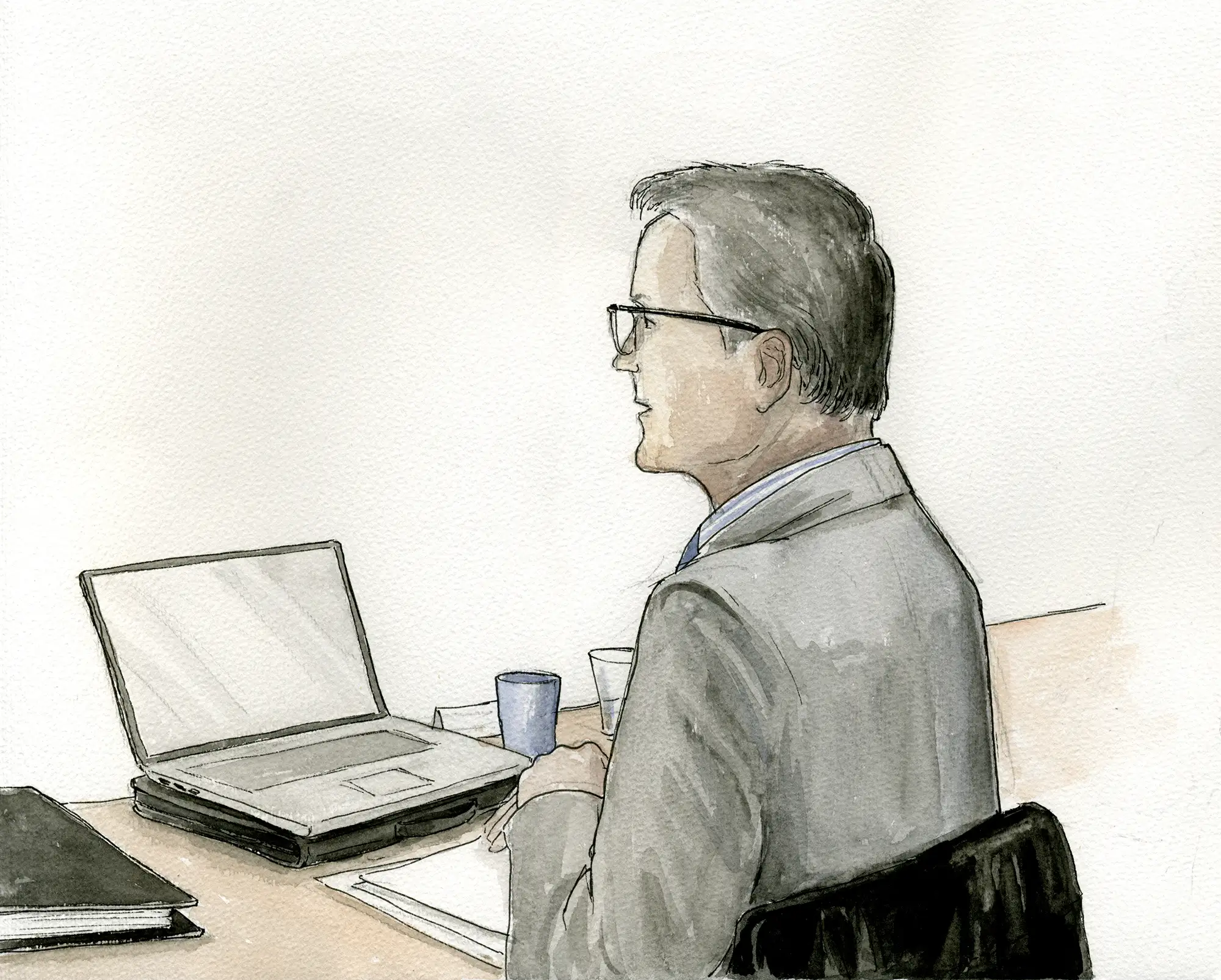 Gerichtszeichnung Nürburgring-Prozess - Gerichtszeichner Martin Burkhardt