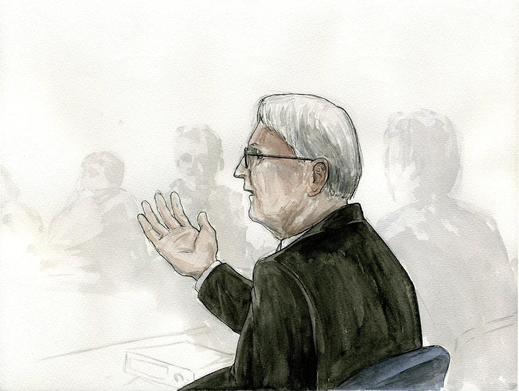 Gerichtszeichnung Nürburgring-Prozess - Gerichtszeichner Martin Burkhardt