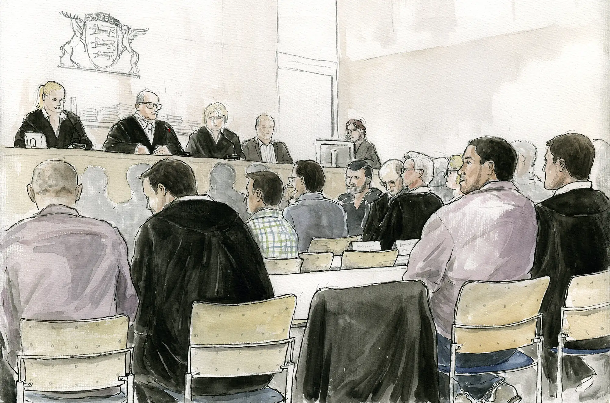 Gerichtszeichnung im Drogenprozess Mannheim 2014 - Gerichtszeichner Martin Burkhardt