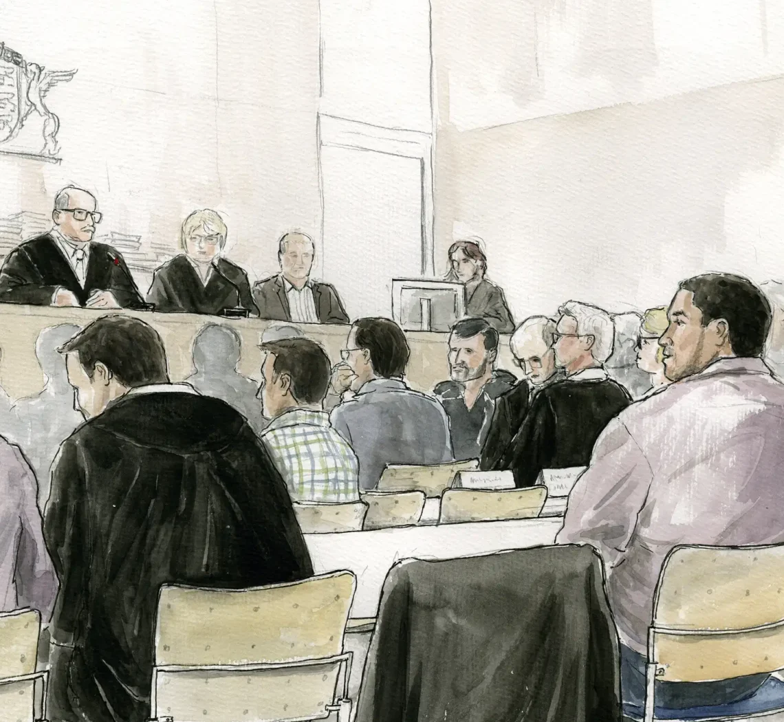 Gerichtszeichnung im Drogenprozess Mannheim 2014 - Gerichtszeichner Martin Burkhardt