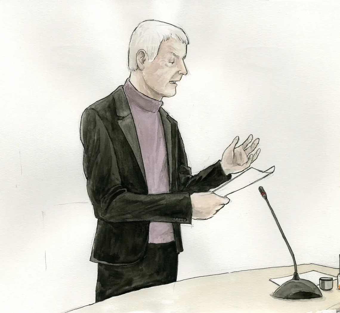 Gerichtszeichnung Schlecker-Prozess - Anton Schlecker - Gerichtszeichner Martin Burkhardt