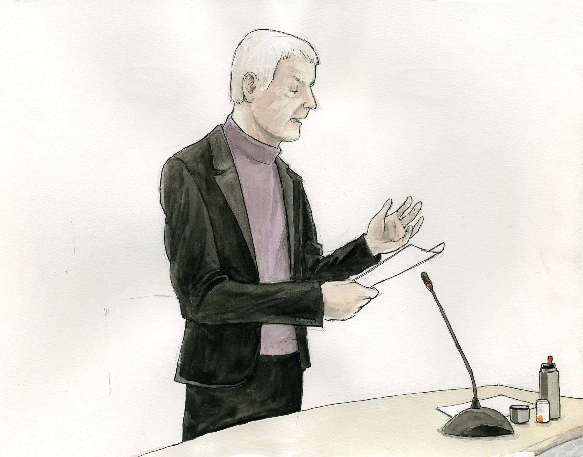 Gerichtszeichnung Schlecker-Prozess - Anton Schlecker - Gerichtszeichner Martin Burkhardt