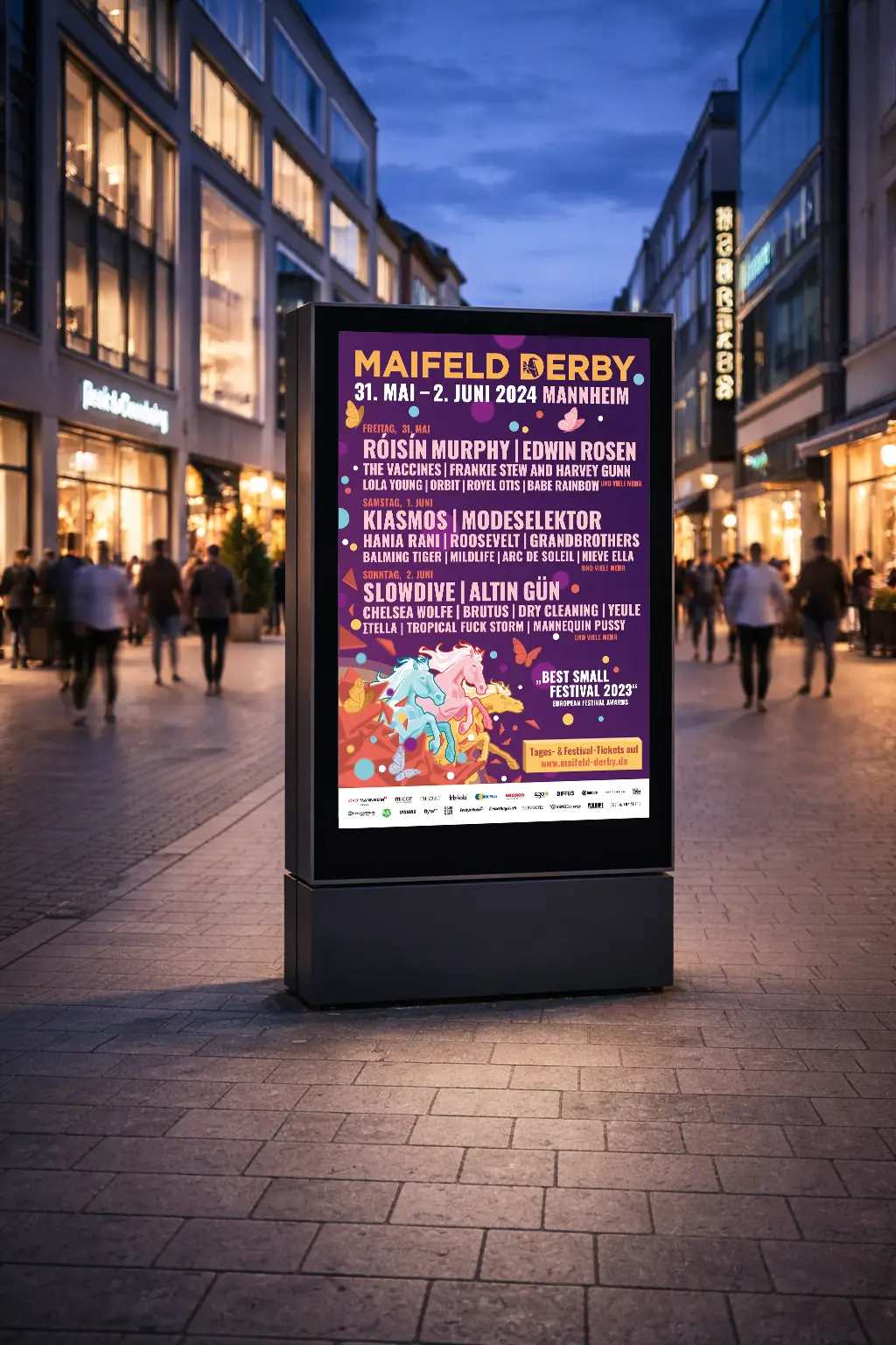 Maifeld Derby 2024: Cityligh Plakat mit Lineup