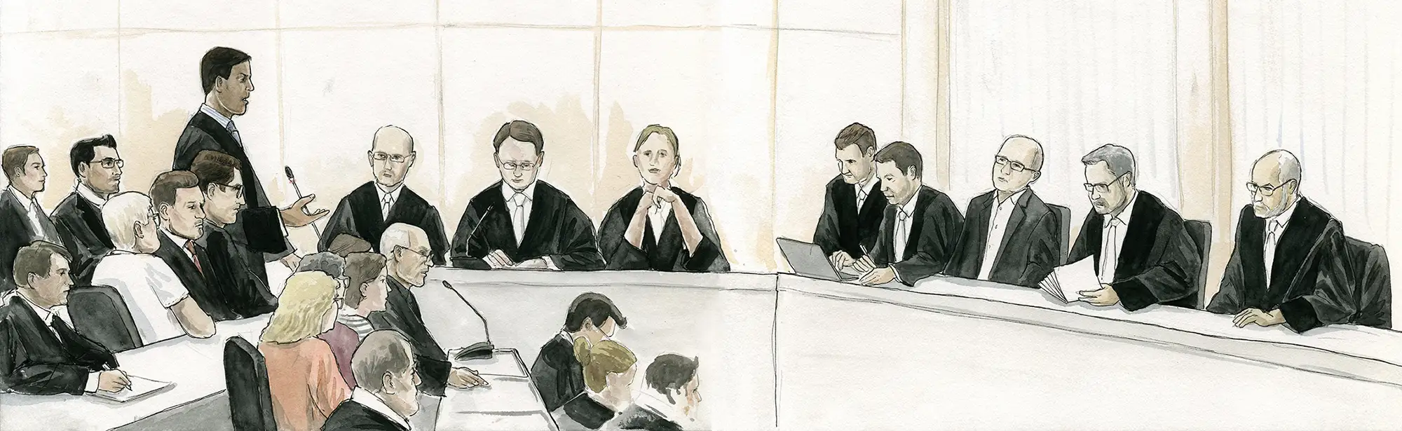 Gerichtszeichnung in Essen - Apotheker-Prozess - Gerichtszeichner Martin Burkhardt