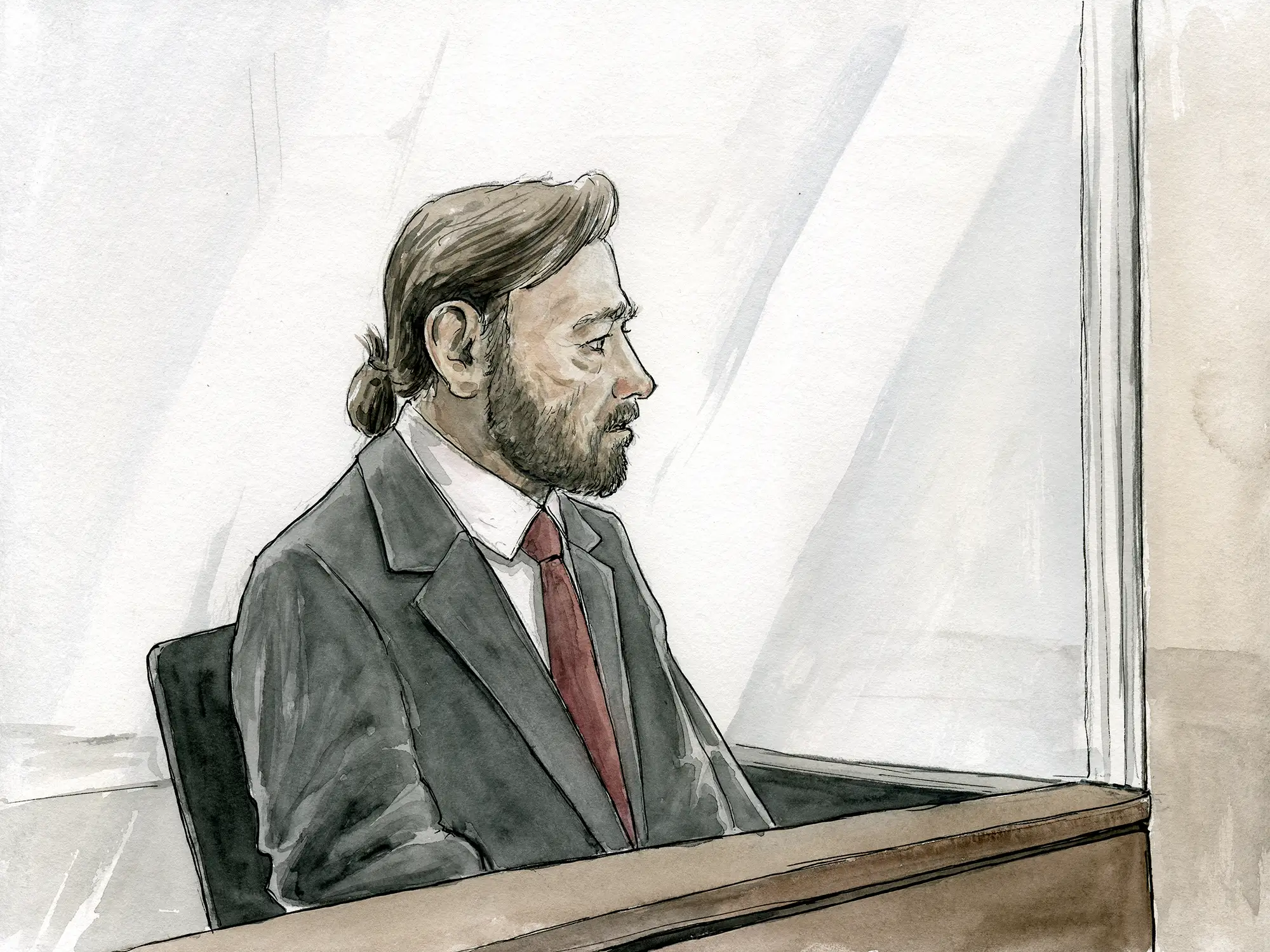 Gerichtszeichnung für den Kinofilm "Der Fall Collini": Franco Nero - Gerichtszeichner Martin Burkhardt