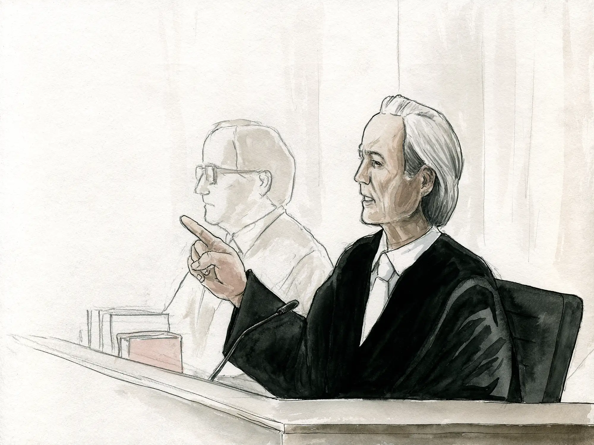 Gerichtszeichnung für den Kinofilm "Der Fall Collini": Heiner Lauterbach und Rainer Bock - Gerichtszeichner Martin Burkhardt