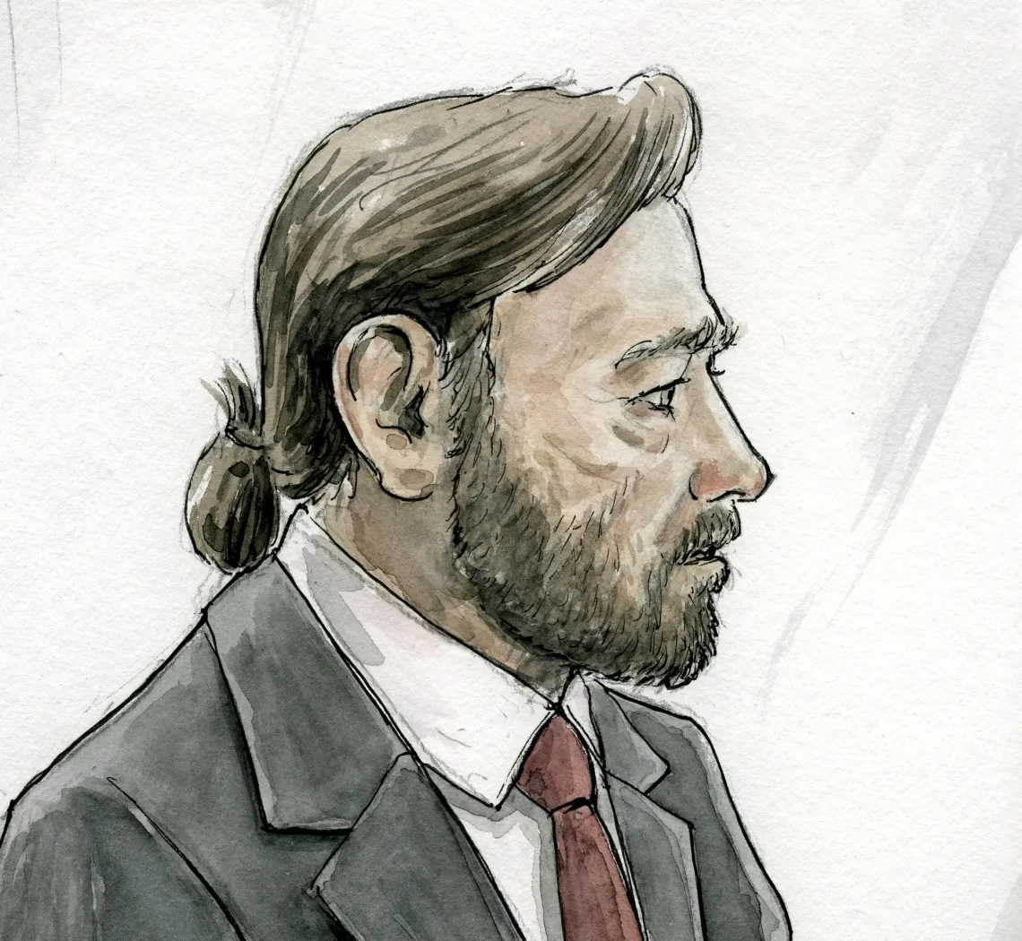 Gerichtszeichnung für den Kinofilm "Der Fall Collini": Franco Nero - Gerichtszeichner Martin Burkhardt