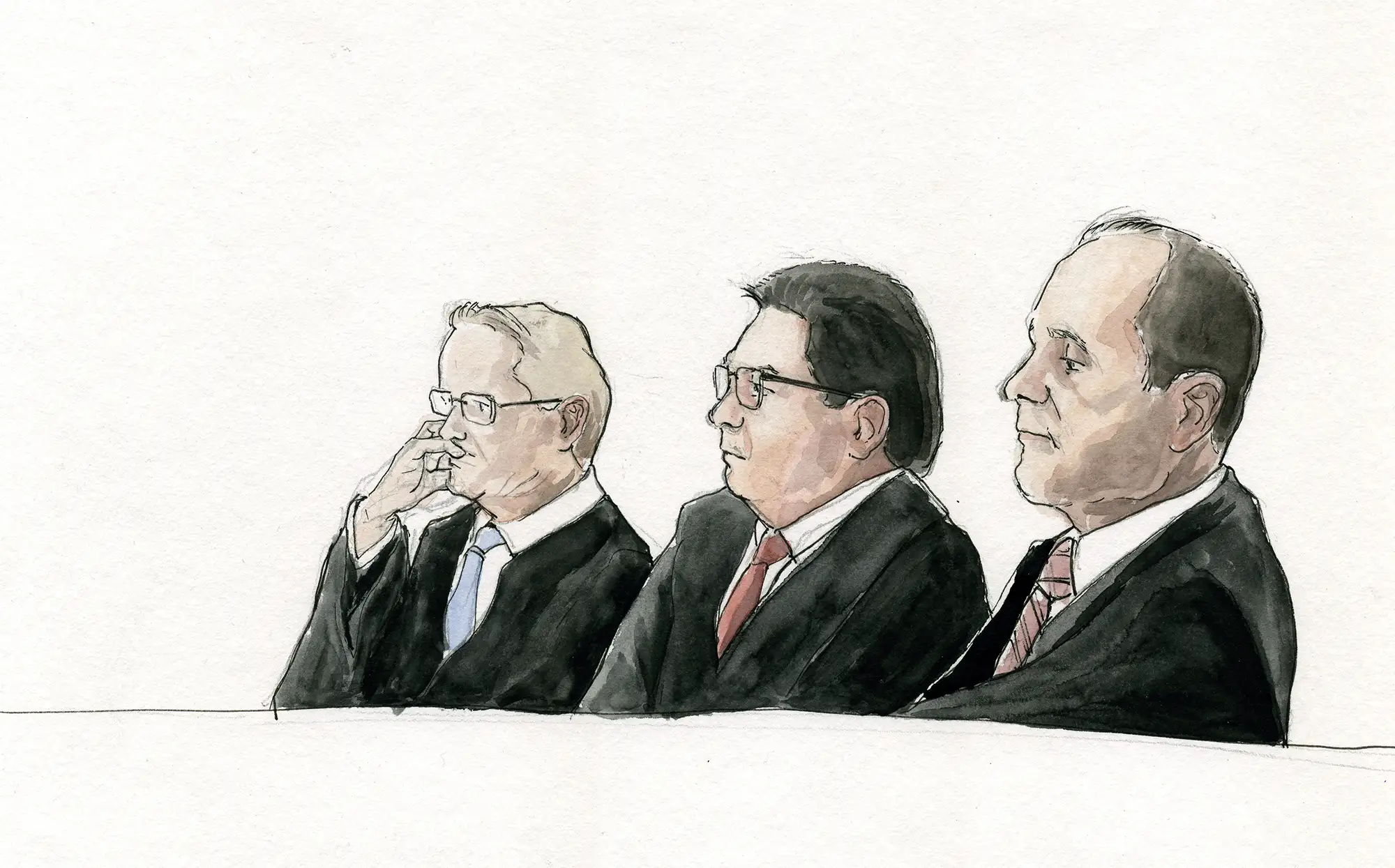 Gerichtszeichnung - Kapitalmusterprozess Hannover - Gerichtszeichner Martin Burkhardt