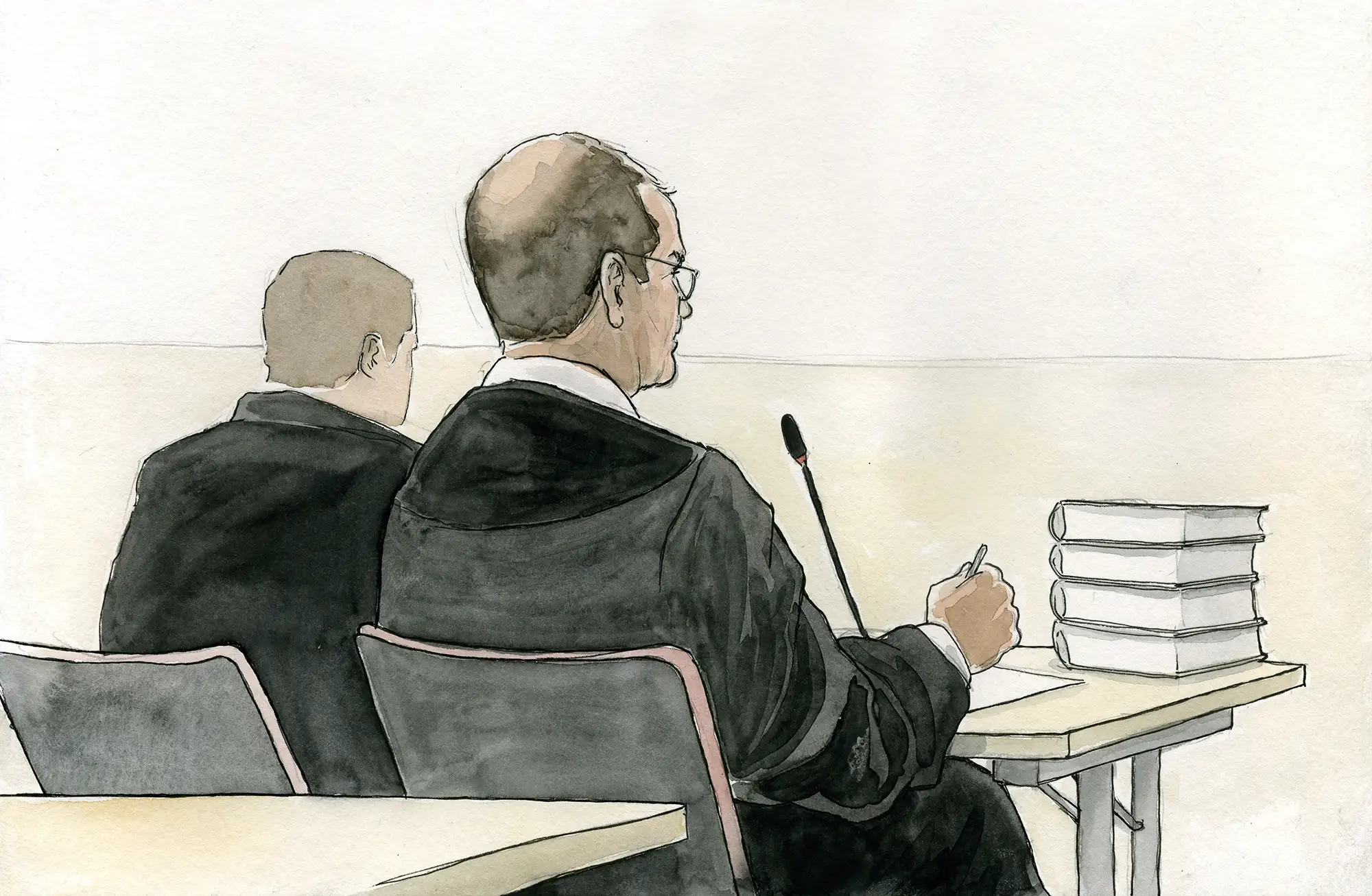 Gerichtszeichnung - Kapitalmusterprozess Hannover - Gerichtszeichner Martin Burkhardt