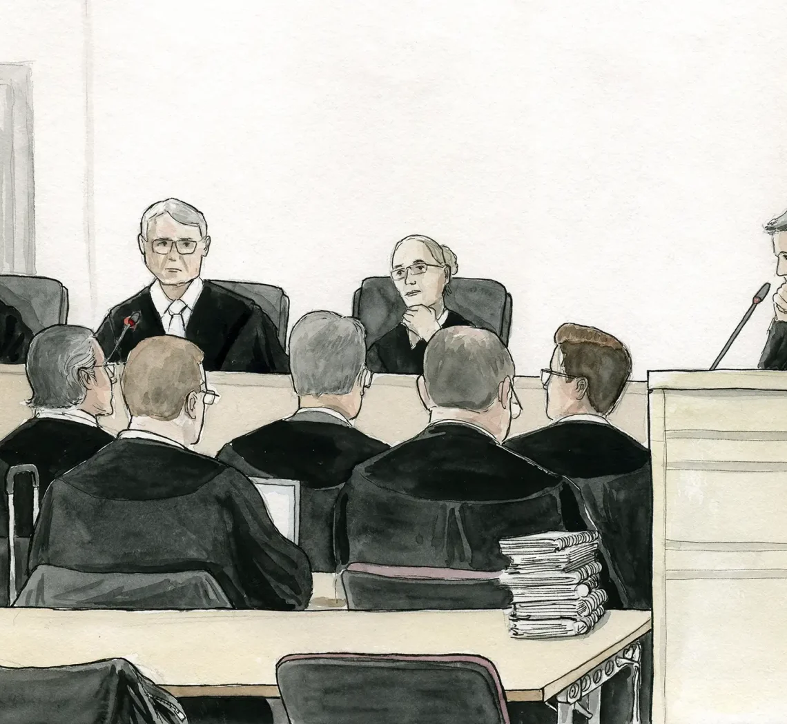 Gerichtszeichnung - Kapitalmusterprozess Hannover - Gerichtszeichner Martin Burkhardt