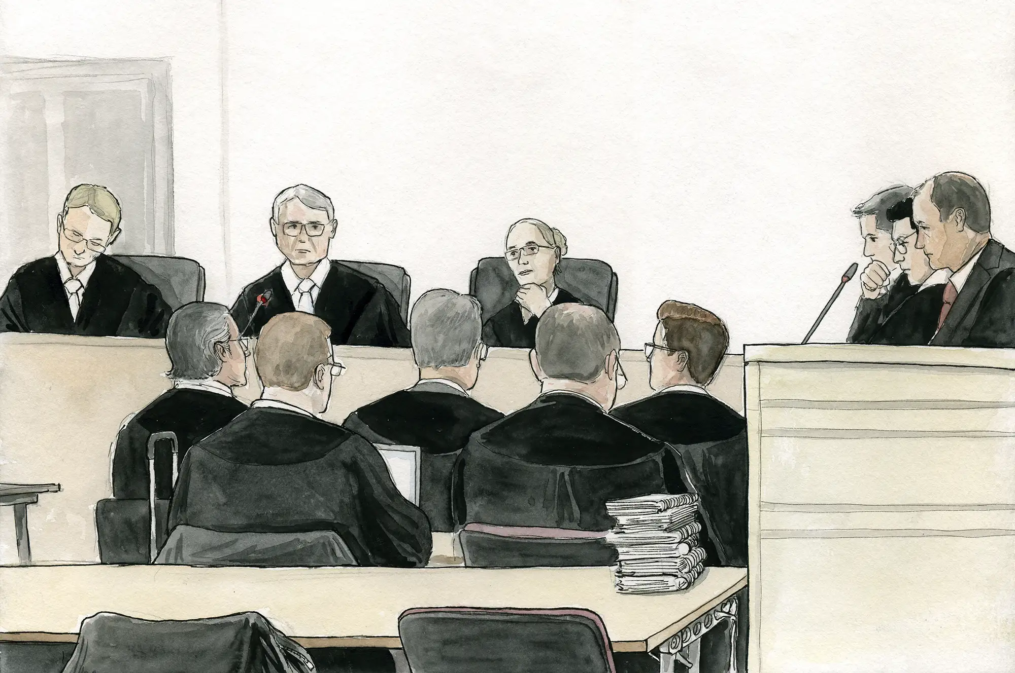 Gerichtszeichnung - Kapitalmusterprozess Hannover - Gerichtszeichner Martin Burkhardt