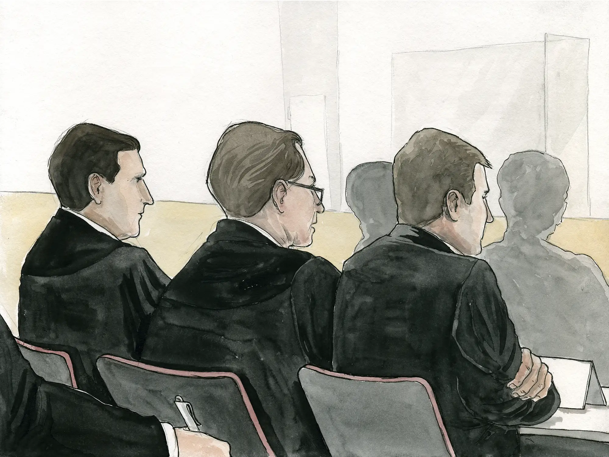 Gerichtszeichnung - Kapitalmusterprozess Hannover - Gerichtszeichner Martin Burkhardt