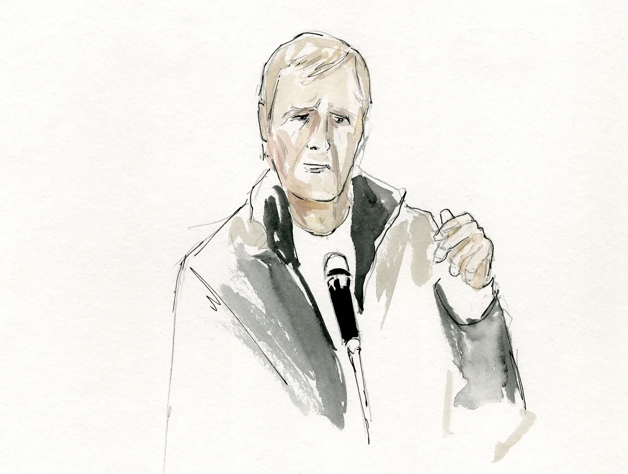 Gerichtszeichnung Klima-Prozess in Berlin: Landwirt - Gerichtszeichner Martin Burkhardt