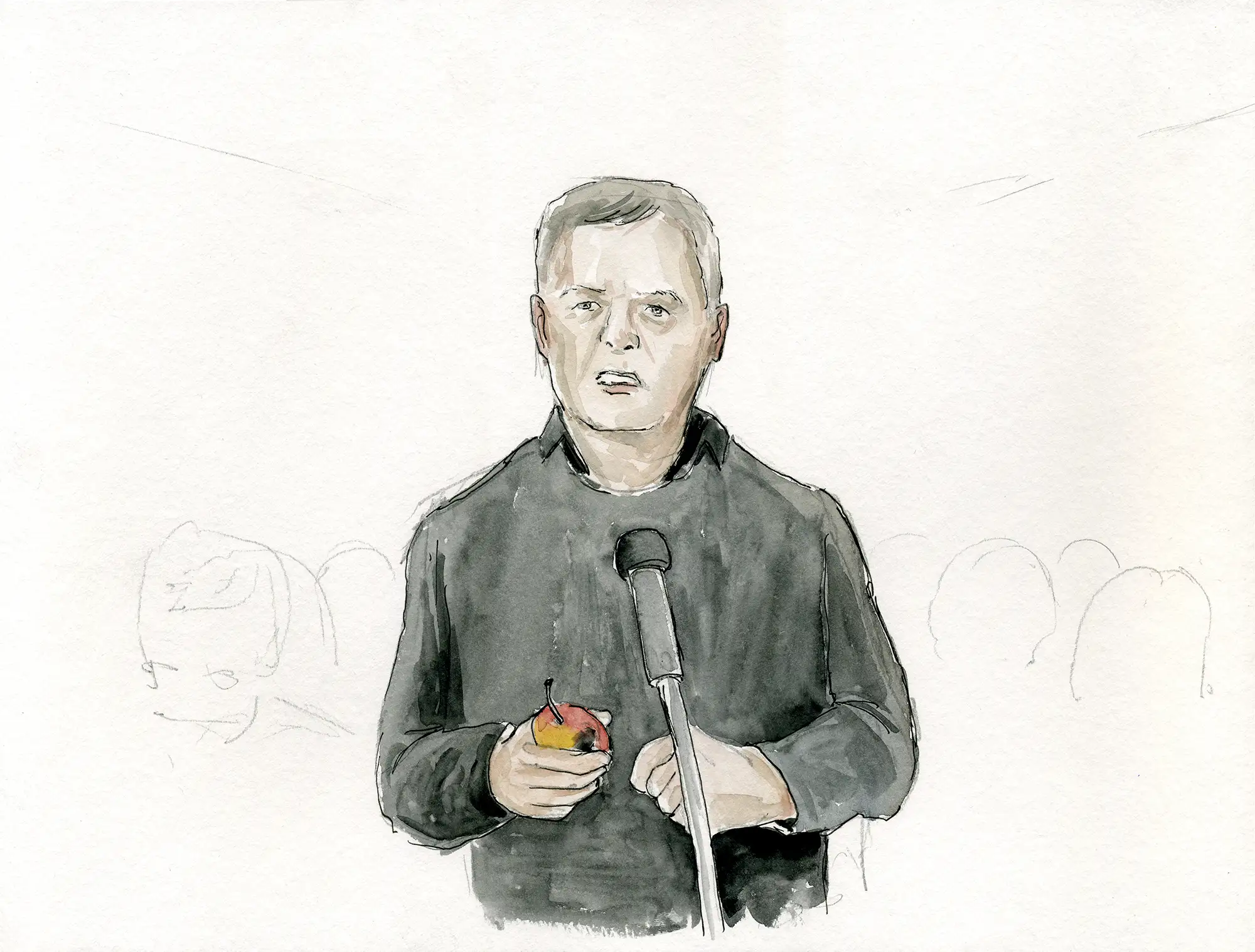 Gerichtszeichnung Klima-Prozess in Berlin: Landwirt - Gerichtszeichner Martin Burkhardt