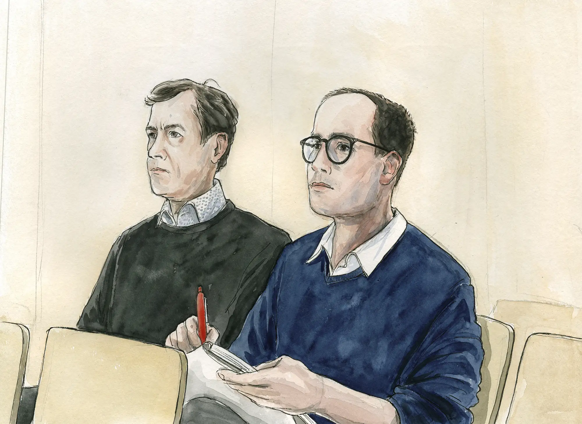 Gerichtszeichnung im Wirecardprozess - Der Spiegel - Journalisten - Gerichtszeichner Martin Burkhardt