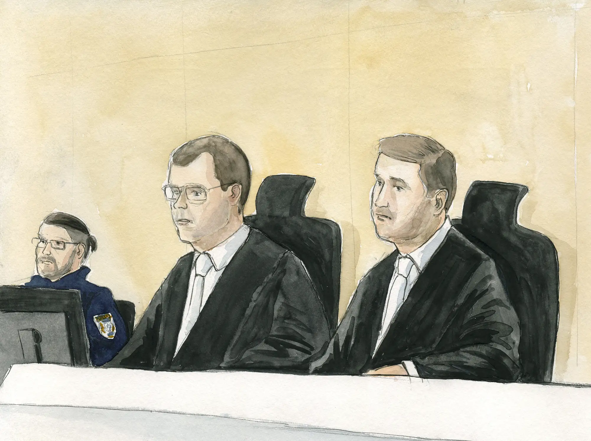 Gerichtszeichnung im Wirecardprozess - Der Spiegel - Staatsanwaltschaft - Gerichtszeichner Martin Burkhardt