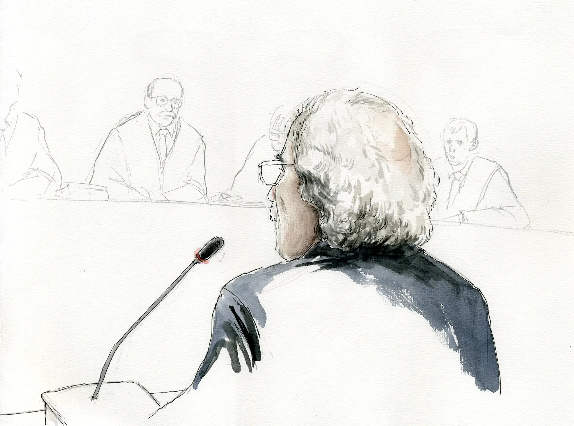 Gerichtszeichnung Kachelmann-Prozess 2010 / 2011: Haftrichter - Gerichtszeichner Martin Burkhardt