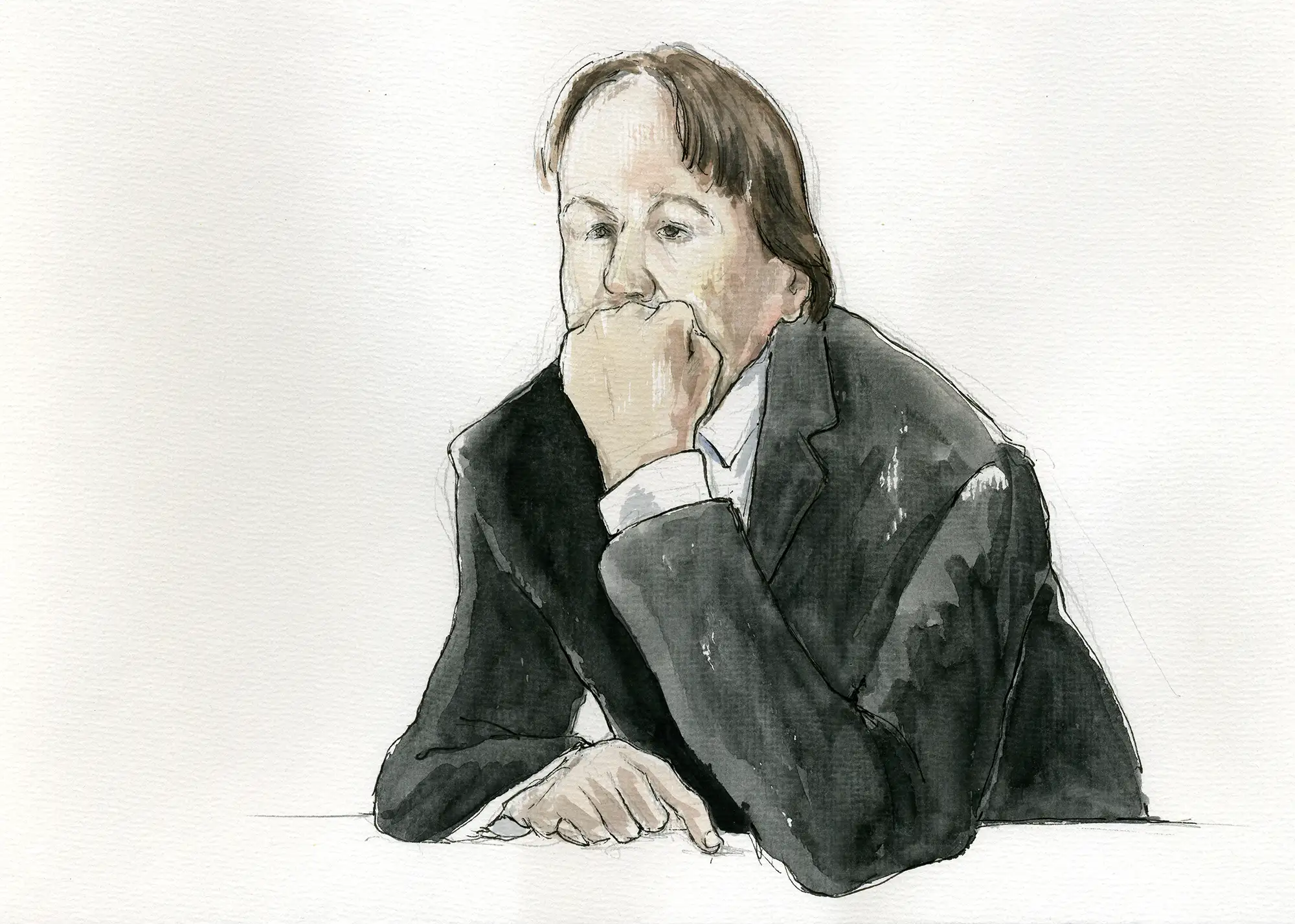 Gerichtszeichnung Kachelmann-Prozess 2010 / 2011: Jörg Kachelmann - Gerichtszeichner Martin Burkhardt