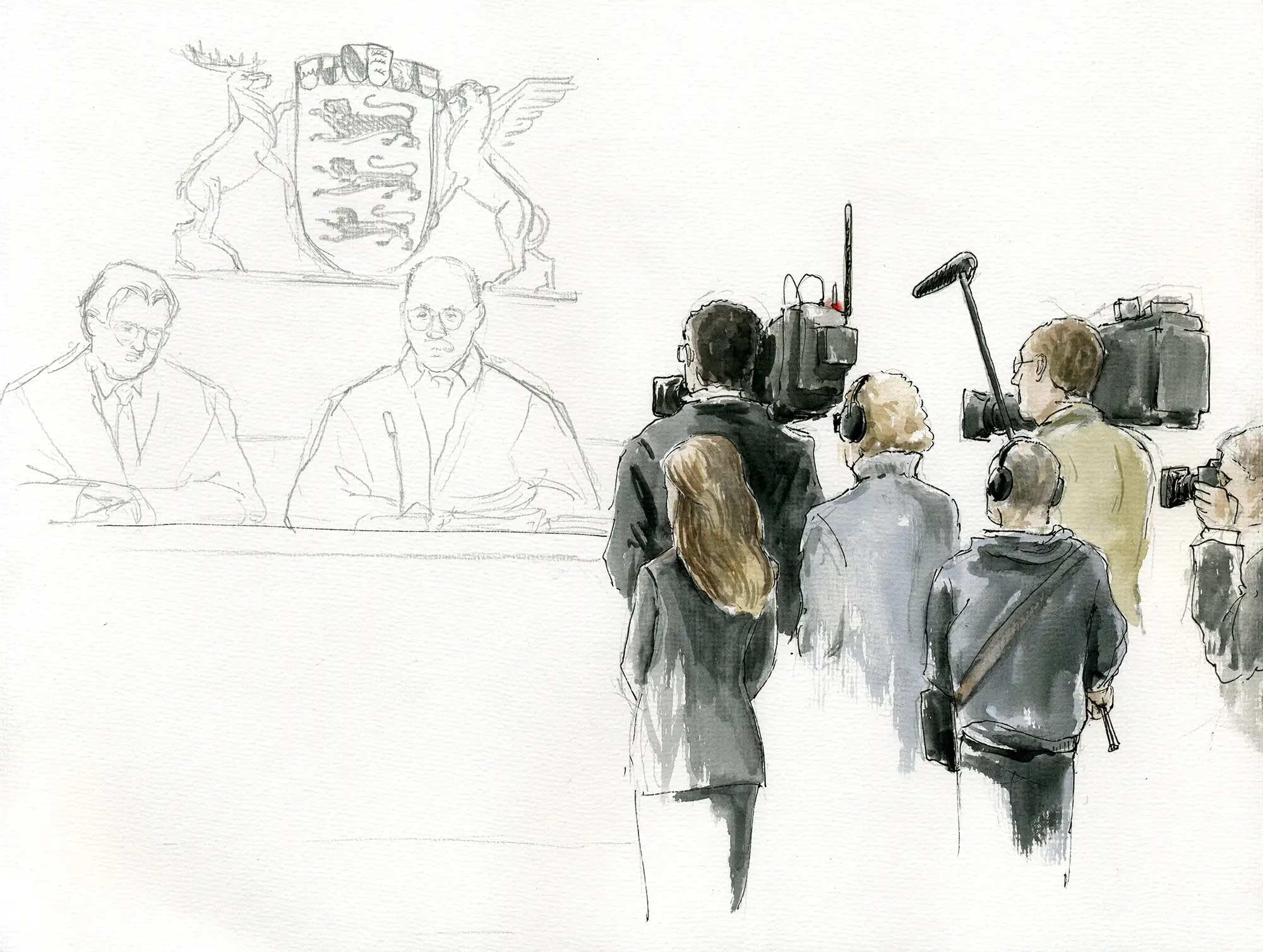 Gerichtszeichnung Kachelmann-Prozess 2010 / 2011: Presse - Gerichtszeichner Martin Burkhardt