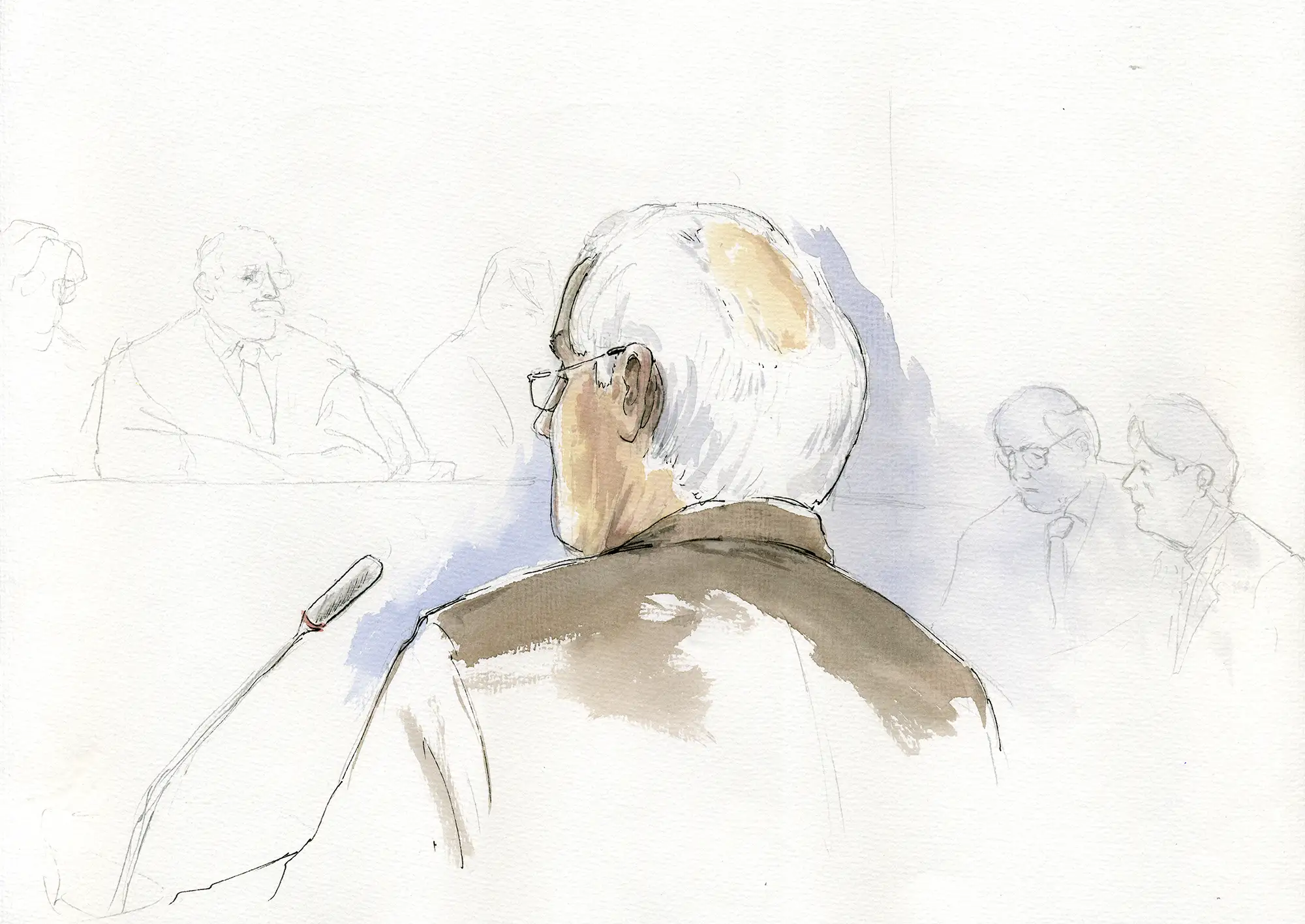 Gerichtszeichnung Kachelmann-Prozess 2010 / 2011: Vater der Nebenklaegerin - Gerichtszeichner Martin Burkhardt