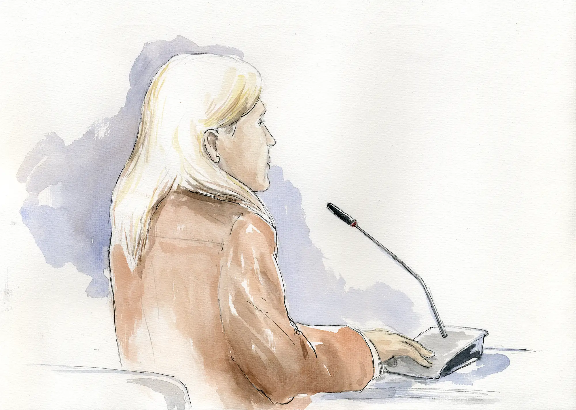 Gerichtszeichnung Kachelmann-Prozess 2010 / 2011: Zeugin - Gerichtszeichner Martin Burkhardt